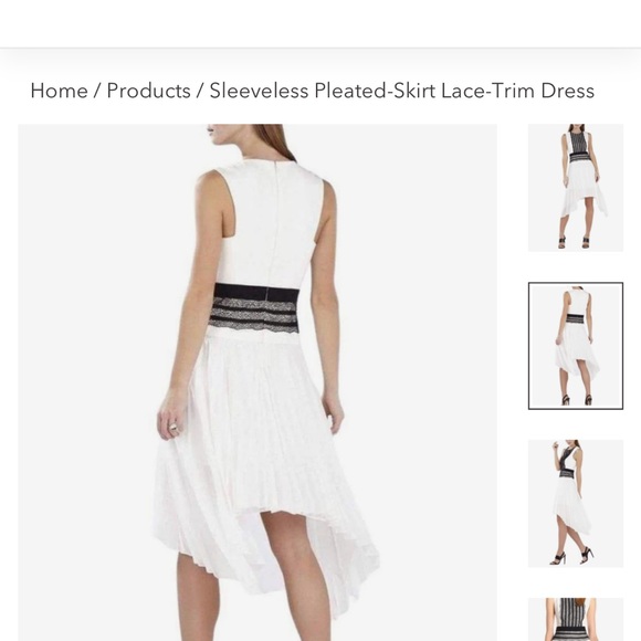 BCBG MaxAzria Sleeveless pleated-skirt lace-trim dress - Picture 5 of 10